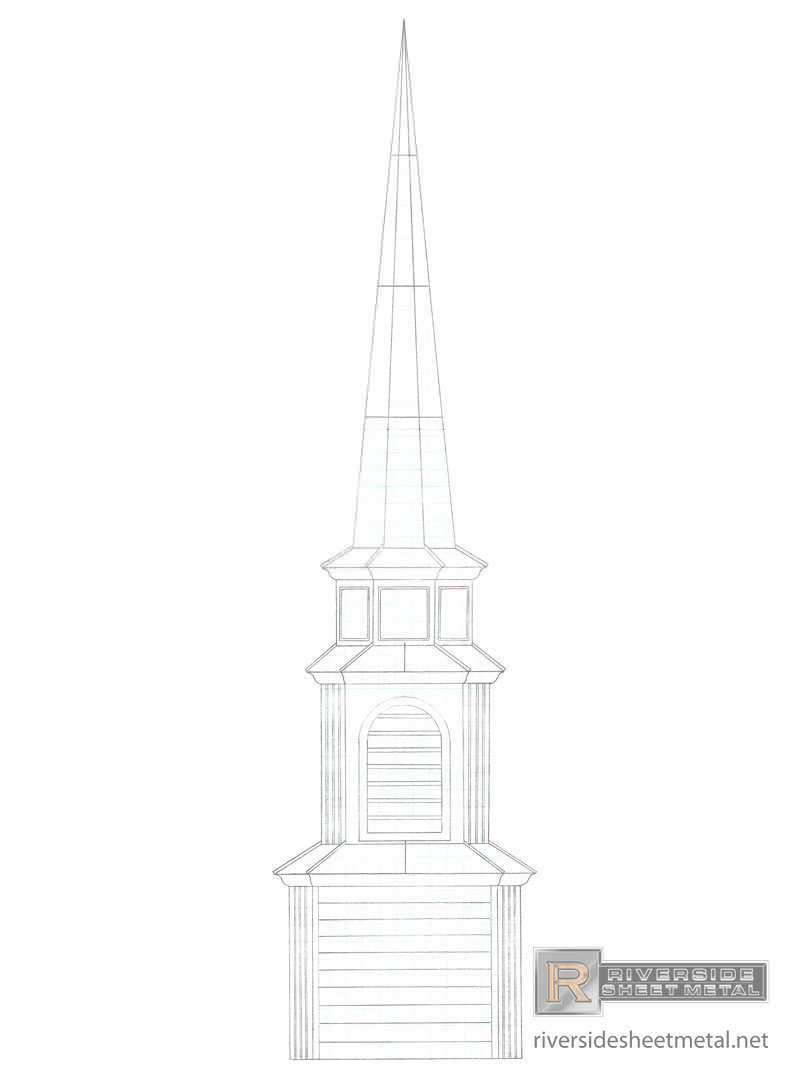 Lead coated copper steeple with weathervane - Boston