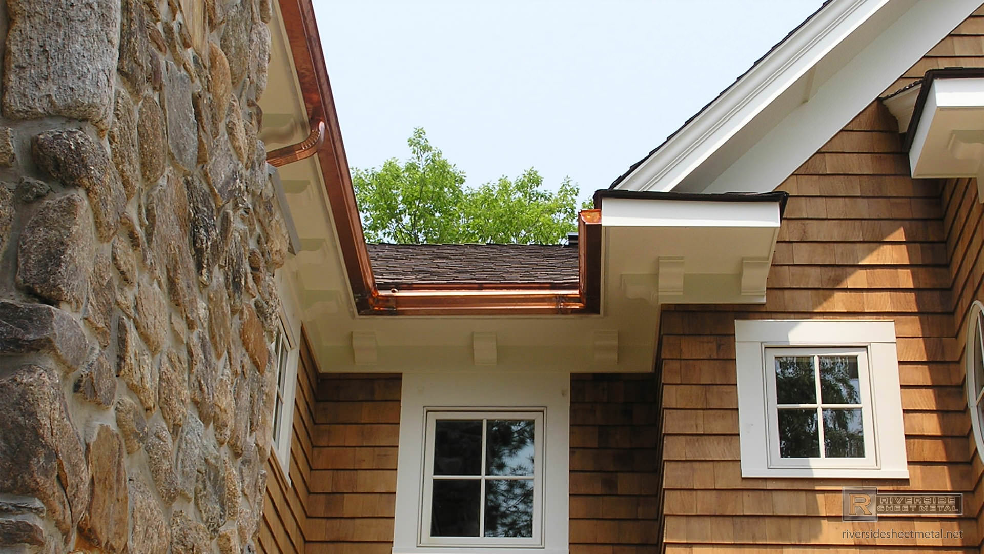 K Style Copper Gutter And Downspouts Installed Riverside MA